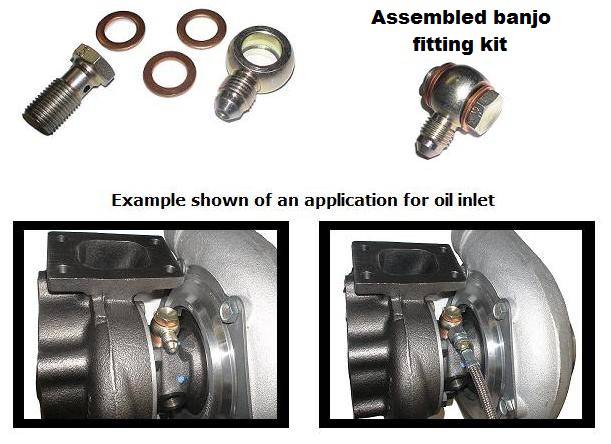 UNRESTRICTED Banjo style low profile -4 AN oil feed kit, incl. bolt,  GT25 GT28 GTX28 GT30/35 GTX35
